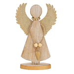 Deko Engel Holz Metall 26cm mit goldenen Details 