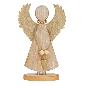 Deko Engel Holz Metall 26cm mit goldenen Details 