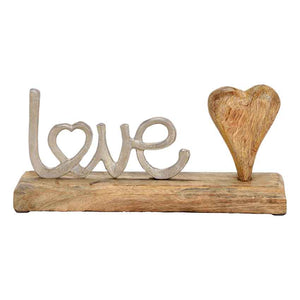 Deko Schriftzug "Love" mit Holzherz 25cm