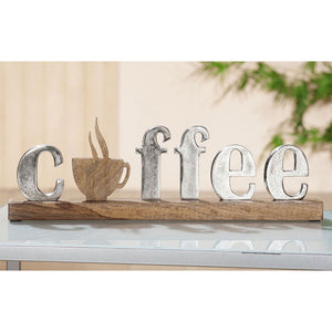 Deko Schriftzug "coffee" 43x14x5 cm aus Holz und Metall