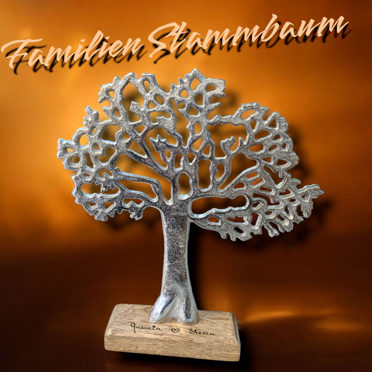 Dekobaum aus Metall mit Holzsockel 27 cm
