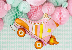 Folienballon Rollschuh rosa, orange mit goldenen Details 74x510 cm FB111 80er Jahre Party Deko