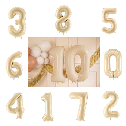 Folienballon Zahl beige 70-80 cm