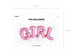 Folienballon Schriftzug 74 x 33 cm Girl pink