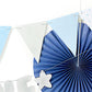 Girlande für Jungen blau silber 130cm