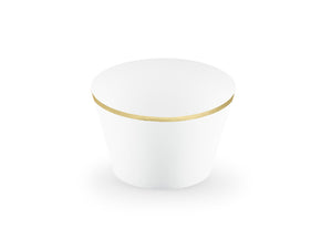 Cupcake und Muffin Papierförmchen weiss mit gold Rand 6er