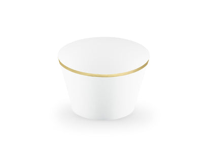 Cupcake und Muffin Papierförmchen weiss mit gold Rand 6er