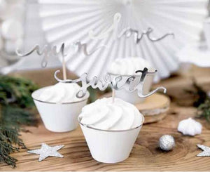Cupcake & Muffin Papierförmchen hellbeige mit silberrand 6er