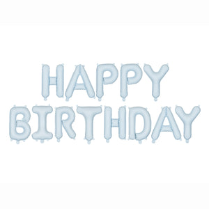 Folienballon Buchstaben Happy Birthday matt 340x35cm hellblau