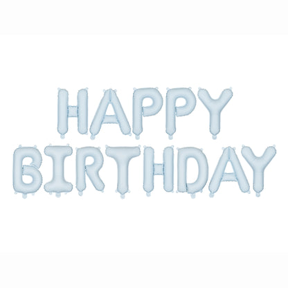 Folienballon Buchstaben Happy Birthday matt 340x35cm hellblau