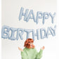 Folienballon Buchstaben Happy Birthday matt 340x35cm hellblau