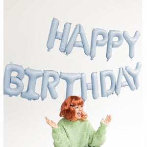 Folienballon Buchstaben Happy Birthday matt 340x35cm hellblau