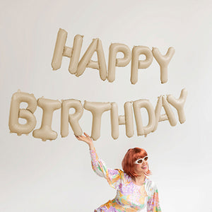Folienballon Buchstaben Happy Birthday matt 340x35cm beige