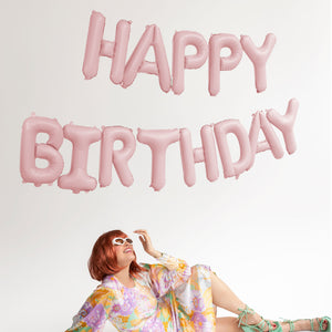 Folienballon Buchstaben Happy Birthday matt 340x35cm rosa
