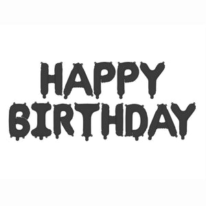 Folienballon Buchstaben Happy Birthday matt 340x35cm schwarz