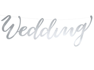 Banner Schriftzug "Wedding" silber