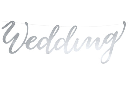 Banner Schriftzug "Wedding" silber