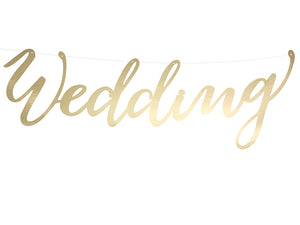 Banner Schriftzug "Wedding" golden 45cm