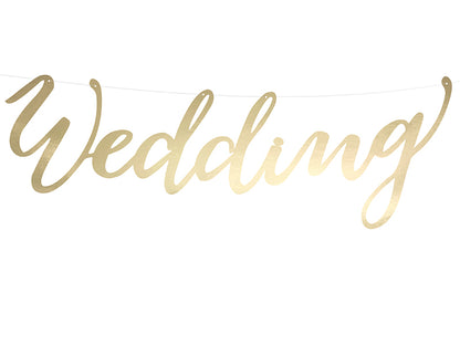 Banner Schriftzug "Wedding" golden 45cm