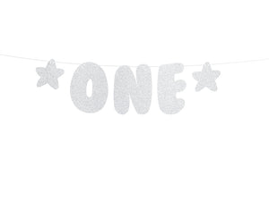 Banner 1. Geburtstag "ONE" silber 50 x 12 cm