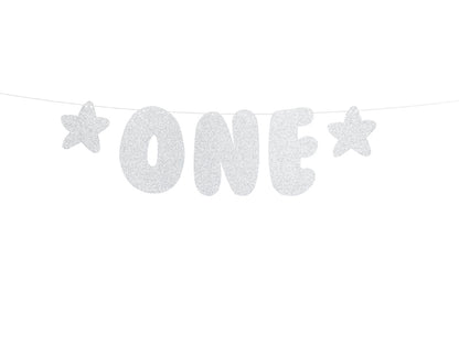 Banner 1. Geburtstag "ONE" silber 50 x 12 cm