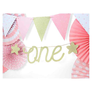 Banner 1. Geburtstag "ONE" golden 50cm
