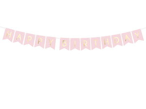 Banner Schriftzug "Happy Birthday" rosa 175 cm