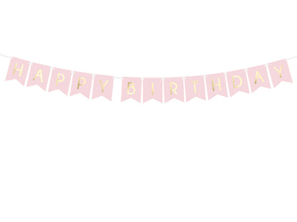 Banner Schriftzug "Happy Birthday" rosa 175 cm