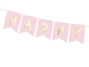 Banner Schriftzug "Happy Birthday" rosa 175 cm