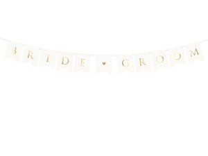 Banner Schriftzug "Bride Groom" gold