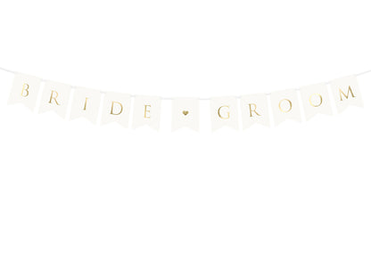 Banner Schriftzug "Bride Groom" gold
