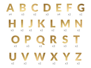 Buchstaben Girlande individuell 63 Buchstaben in metallic gold