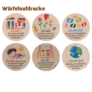 Gebetswürfel Dankesgebete Buchenholz mehrfarbig bedruckt 6cm