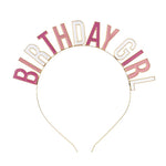 Geburtstags Haarreif Tiara "Birthday Girl" rosa aus Metall OP6