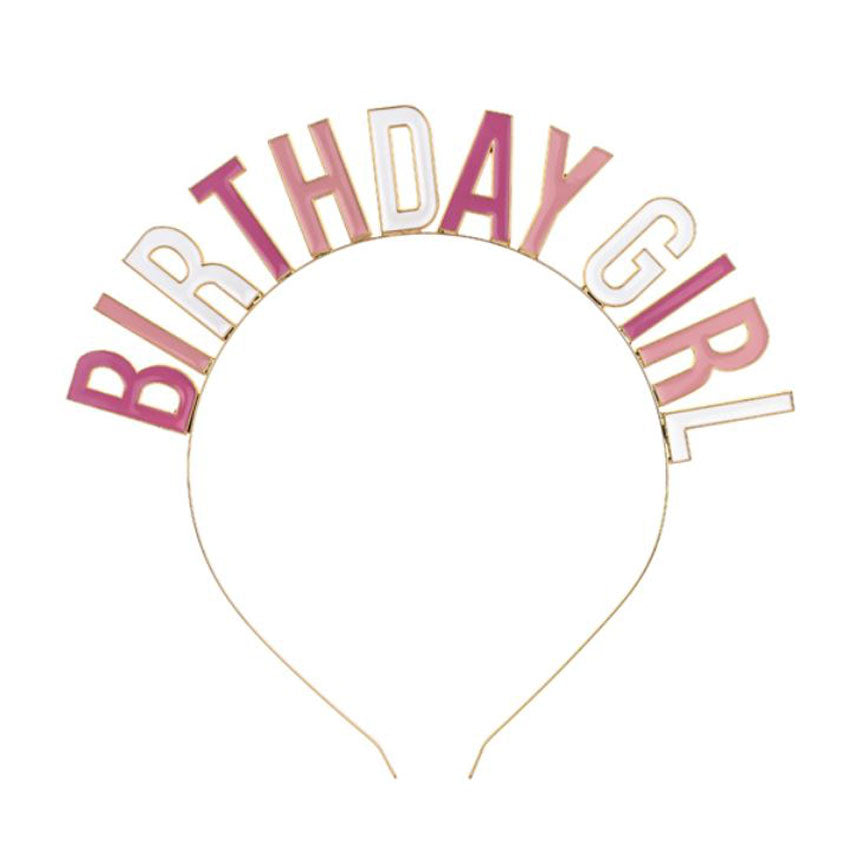 Geburtstags Haarreif Tiara "Birthday Girl" rosa aus Metall OP6