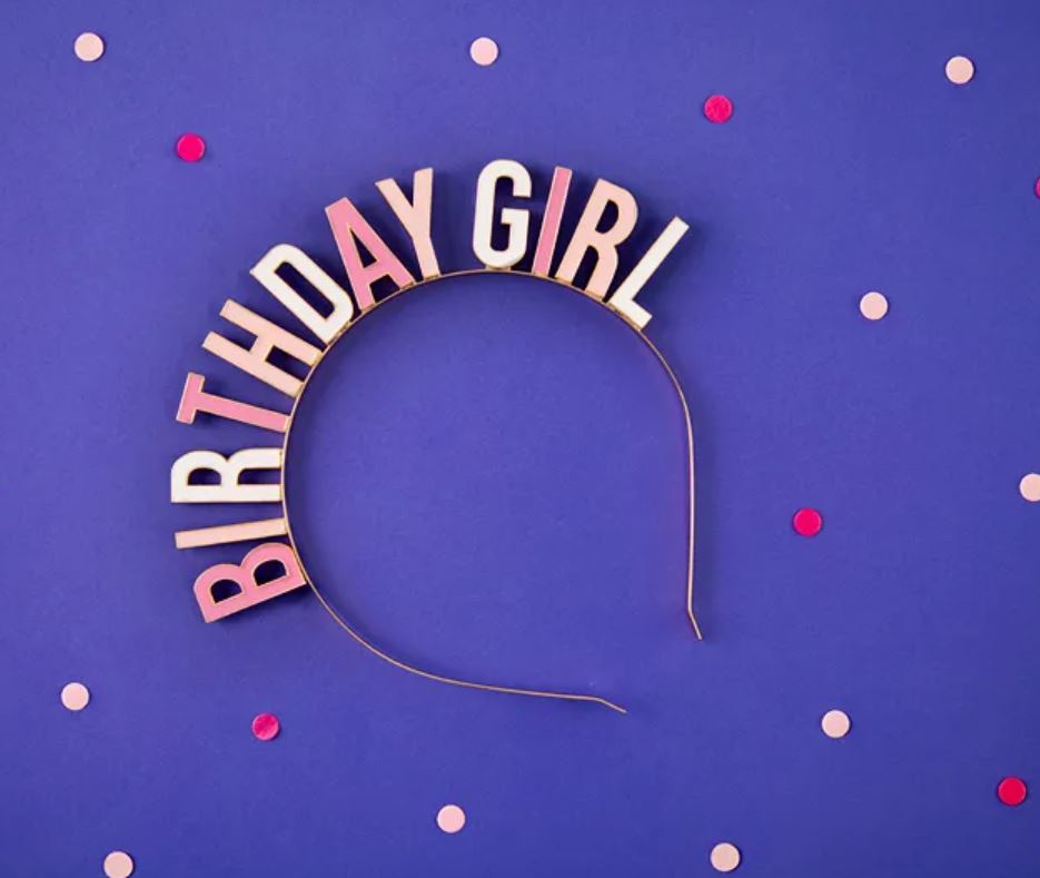 Geburtstags Haarreif Tiara "Birthday Girl" rosa aus Metall OP6