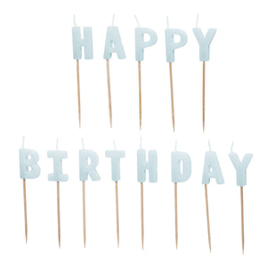 Geburtstagskerzen Happy Birthday für Kuchen in hellblau