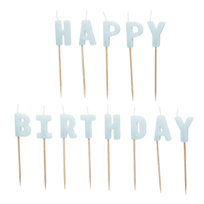 Geburtstagskerzen Happy Birthday für Kuchen in hellblau