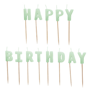 Geburtstagskerzen Happy Birthday für Kuchen in hellgrün