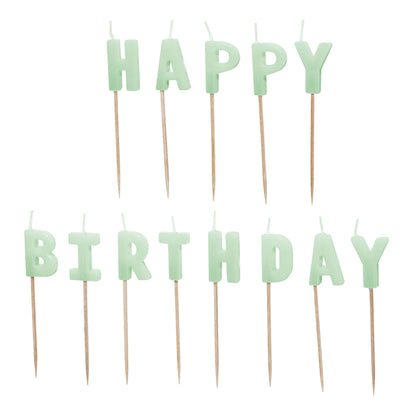 Geburtstagskerzen Happy Birthday für Kuchen in hellgrün