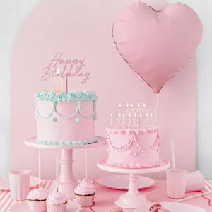 Geburtstagskerzen Happy Birthday für Kuchen in rosa