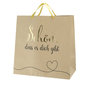 Geschenktasche mit Druck "Schön dass es dich gibt" 38x38x20cm