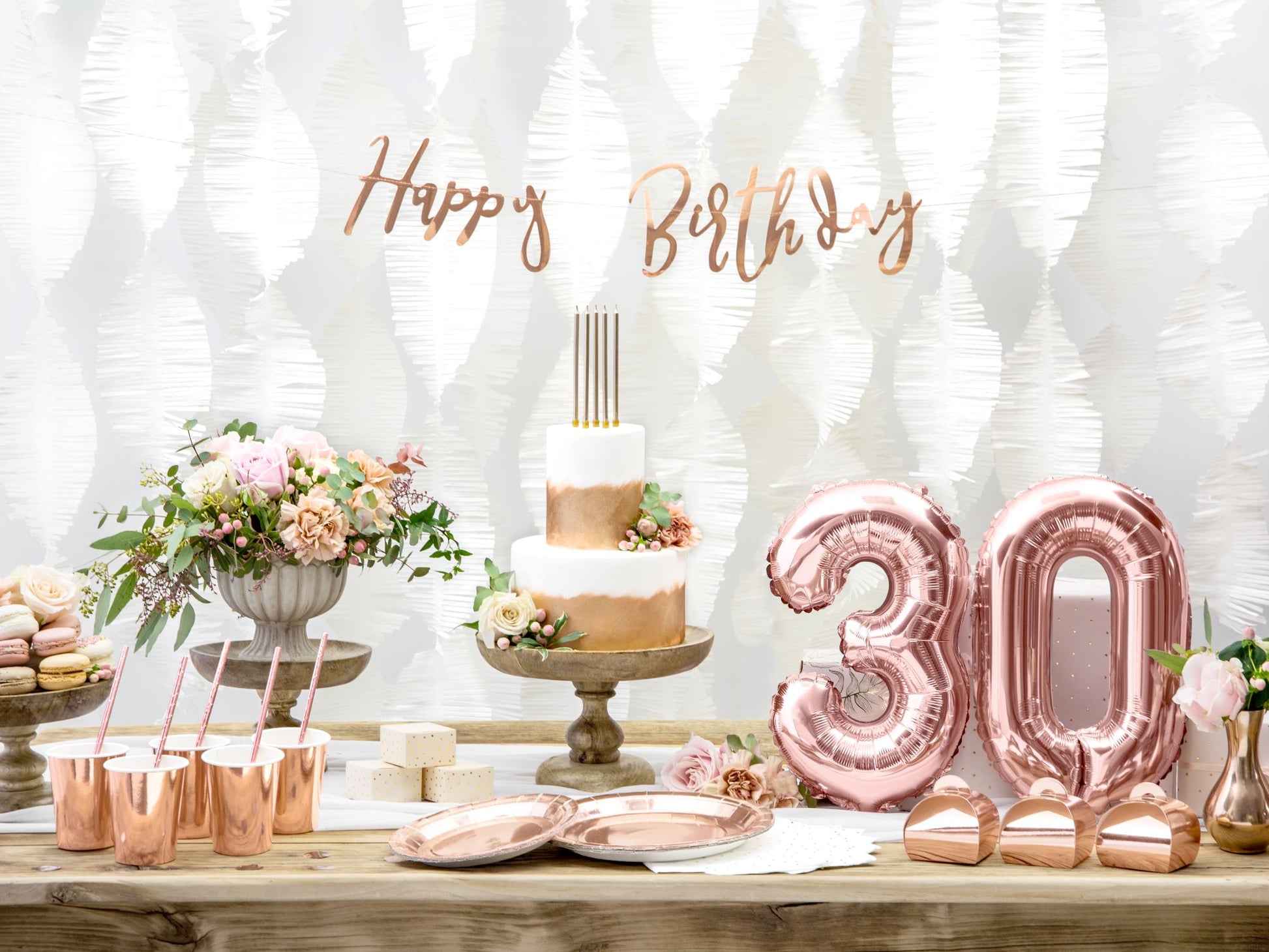 Girlande/ Banner "Happy Birthday" rosegold 