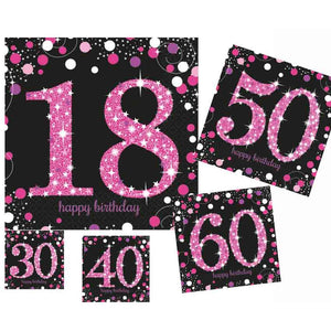 Glamour pink Happy Birthday Servietten