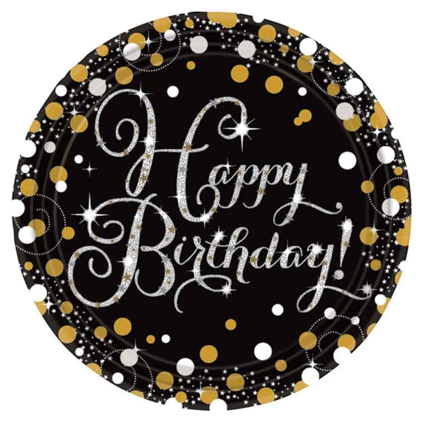 Glamour Gold "Happy Birthday" 8 Teller 23cm
