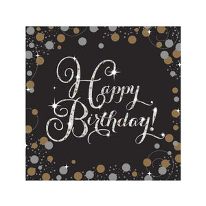 Glamour Gold "Happy Birthday" Servietten
