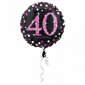 Glamour Pink "Happy Birthday" Folienballon Zahl 40