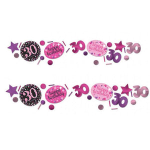 Glamour pink "Happy Birthday" Tischkonfetti Set ZAHL 30