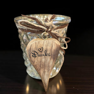 Glas Windlicht Mit personalisiertem Herzanhänger 8x9x8 cm individuelles geschenk