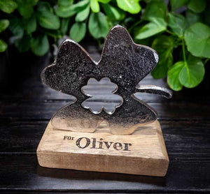 personalisierte Deko Kleeblatt mit Wunschgravur 13cm individuelle Geschenke